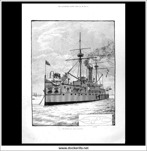 The British Navy: H.M.S. Agamemnon, The Illustrated London News Full Page, January 10th, 1885.