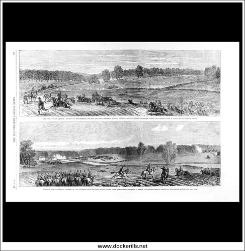 The Civil War In America: Advance Of The Federals Towards Lee Town, Jefferson, Virginia. Antique Print, Wood Engraving, The Illustrated London News Full Page, Jan 3rd, 1863.