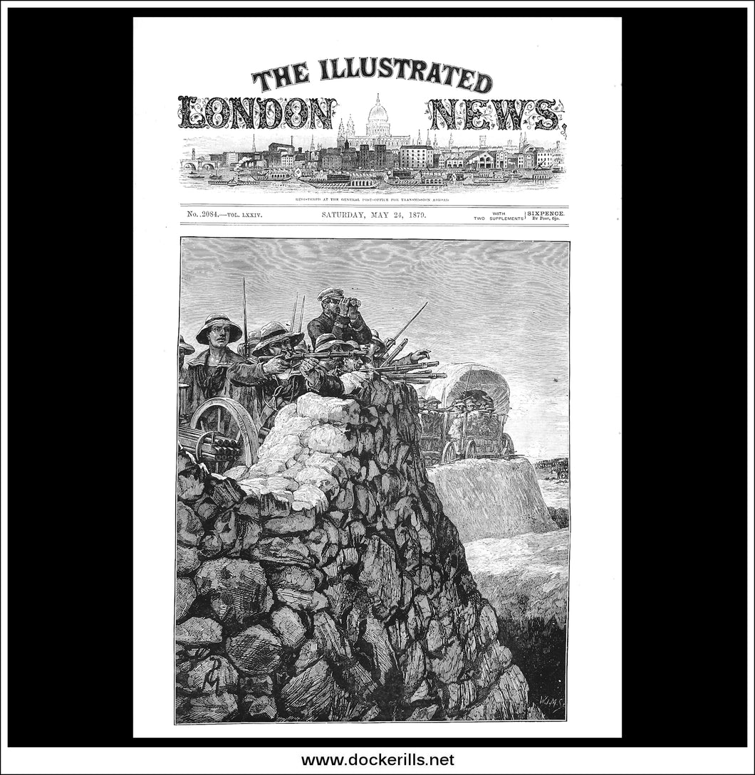 The Zulu War: Men Of H.M.S. Shah At Ginghilovo. Antique Print, Wood Engraving, The London Illustrated News Full Page, May 24th, 1879.