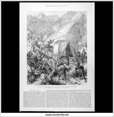 The Zulu War: Natal Mounted Police, Under Major Dartnell, On Their Way To The Front. Antique Print, Wood Engraving, The London Illustrated News Full Page, February 22nd, 1879.