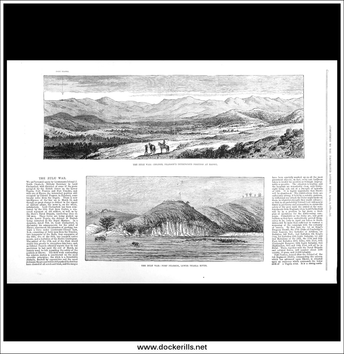 The Zulu War: Colonel Pearson's Intrenched Position At Ekowe. Antique ...