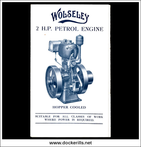 Wolseley Petrol Engines Catalogue / Brochure / Price List, 1935.