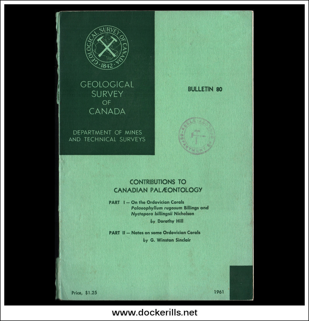 On The Ordovician Corals, Geological Survey Of Canada, Bulletin 80