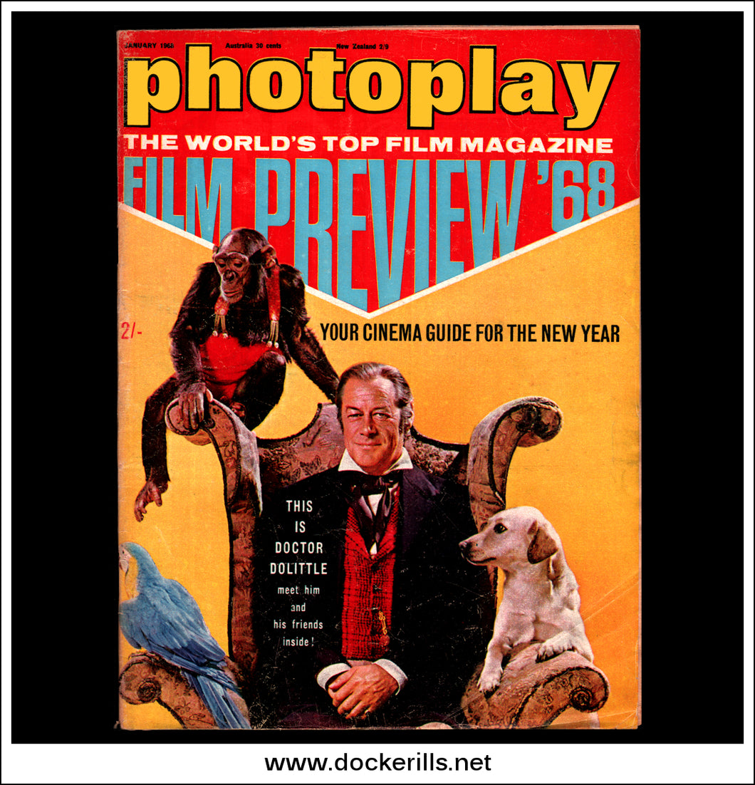 Photoplay Film Magazine, January, 1968, Vol. 19, No. 1. Dr Dolittle Cover.