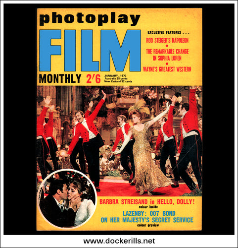 Photoplay Film Magazine, January, 1970, Vol. 21, No. 1.  Barbra Streisand / Hello Dolly. Lazenby / OO7 Cover.