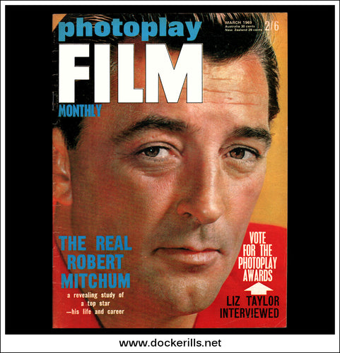 Photoplay Film Magazine, March, 1969, Vol. 20, No. 3. Robert Mitchum Cover.