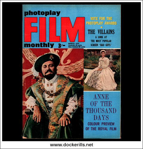 Photoplay Film Magazine, March, 1970, Vol. 21, No. 3.  Ann Of A Thousand Days Cover.
