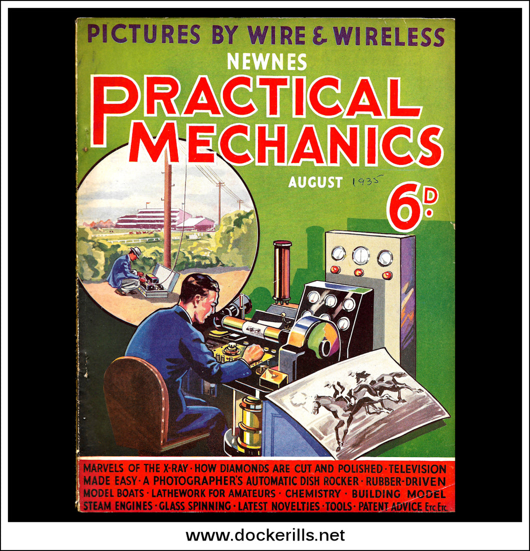 Practical Mechanics Magazine, August, 1935. Photographer's Automatic Dish Rocker, Model Boats