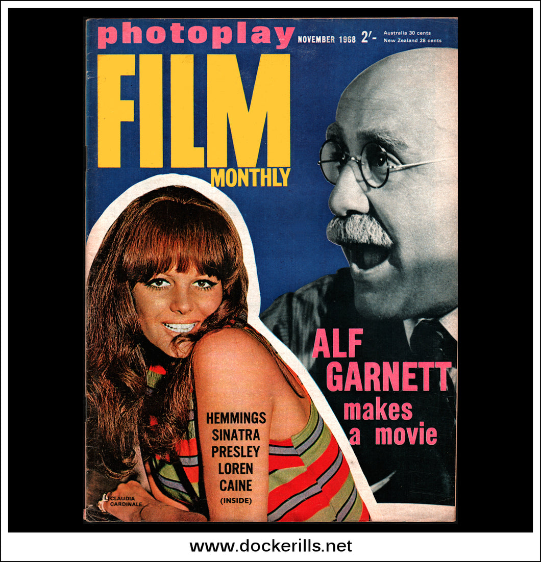 Photoplay Film Magazine, November, 1968, Vol. 19, No. 11. Alf Garnett, Claudia Cardinale Cover.