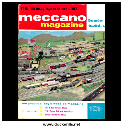 Meccano Magazine Vol. 50. No. 12 December 1965. Cover - Tri-ang Model Railway With Minix Cars & Model-Land Buildings