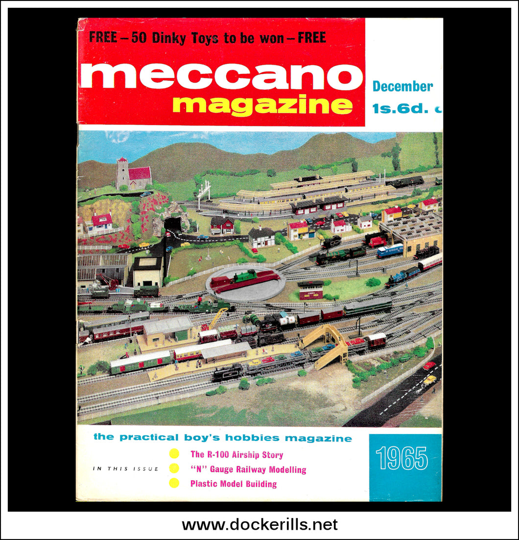 Meccano Magazine Vol. 50. No. 12 December 1965. Cover - Tri-ang Model Railway With Minix Cars & Model-Land Buildings