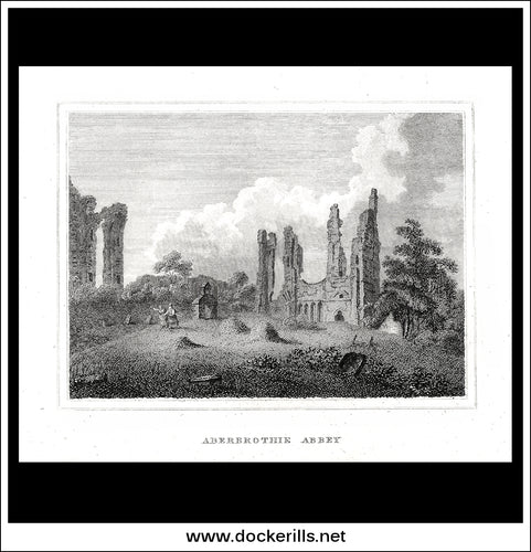 Aberbrothie (Arbroath) Abbey, Angushire, Scotland. Antique Print, Copper Plate Engraving 1806.