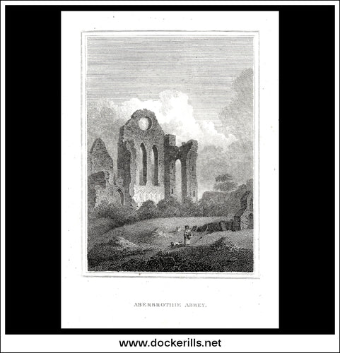 Aberbrothie (Arbroath) Abbey, Angushire, Scotland. Antique Print, Copper Plate Engraving 1806. [A]