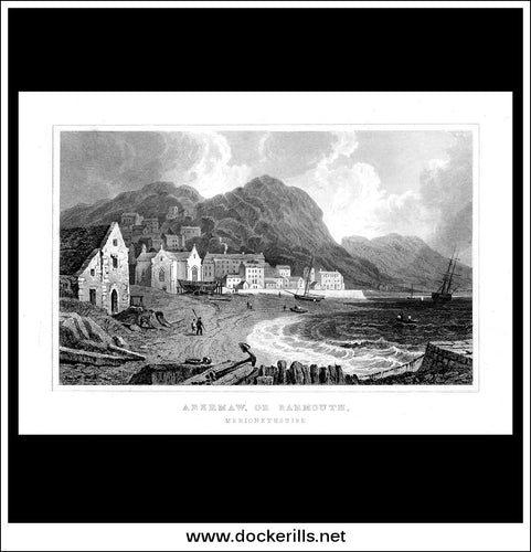 Antique Print Abermaw, Or Barmouth, Merionethshire, Wales. Steel Engraving c. 1830.
