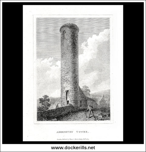 Abernethy Tower, Perthshire, Scotland. Antique Print, Copper Plate Engraving 1805.