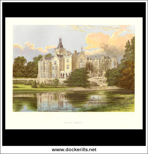 Adare Manor, Near Adare, Co. Limerick, Ireland. Antique Print, Chromoxylograph 1880.