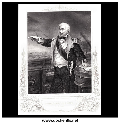 Admiral Sir Charles Napier. Antique Print, Steel Engraving 1858.