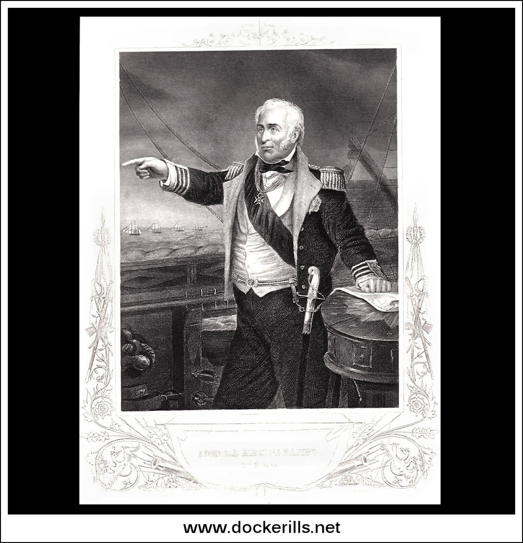 Admiral Sir Charles Napier. Antique Print, Steel Engraving 1858.