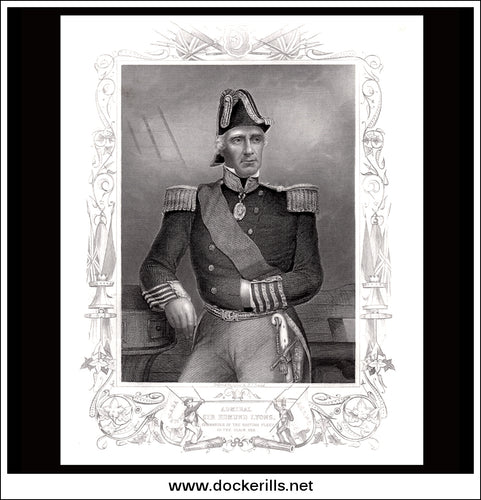 Admiral Sir Edmund Lyons. Antique Print, Steel Engraving 1858.
