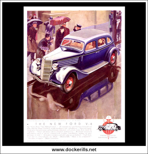 Ford V-8 Saloon De Luxe. Original Vintage Advert From March 27th, 1935.