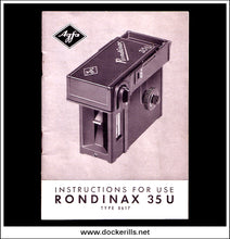 Vintage Agfa Rondinax 35U Developing Tank Instructions.
