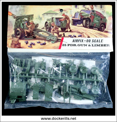 Buy Airfix 25 Pdr. Gun & Limber OO Scale Kit. Vintage Red Stripe Bag.