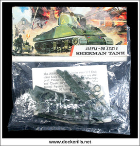 Airfix Sherman Tank OO Scale Kit. Vintage Red Stripe Bag.