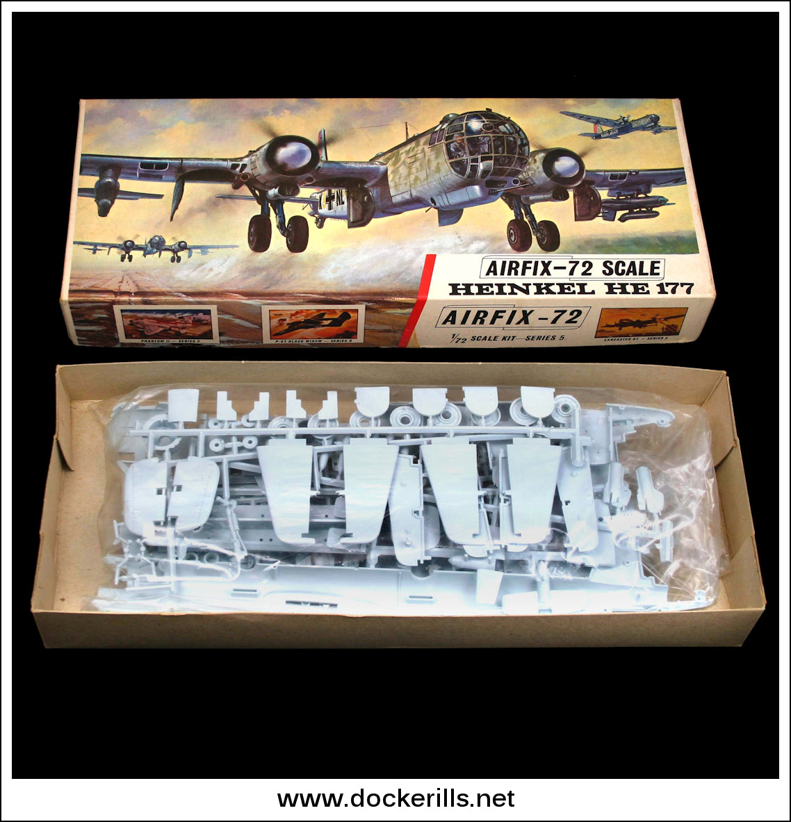 Airfix Heinkel HE 177. 1:72 Scale Kit. Vintage Red Stripe Box