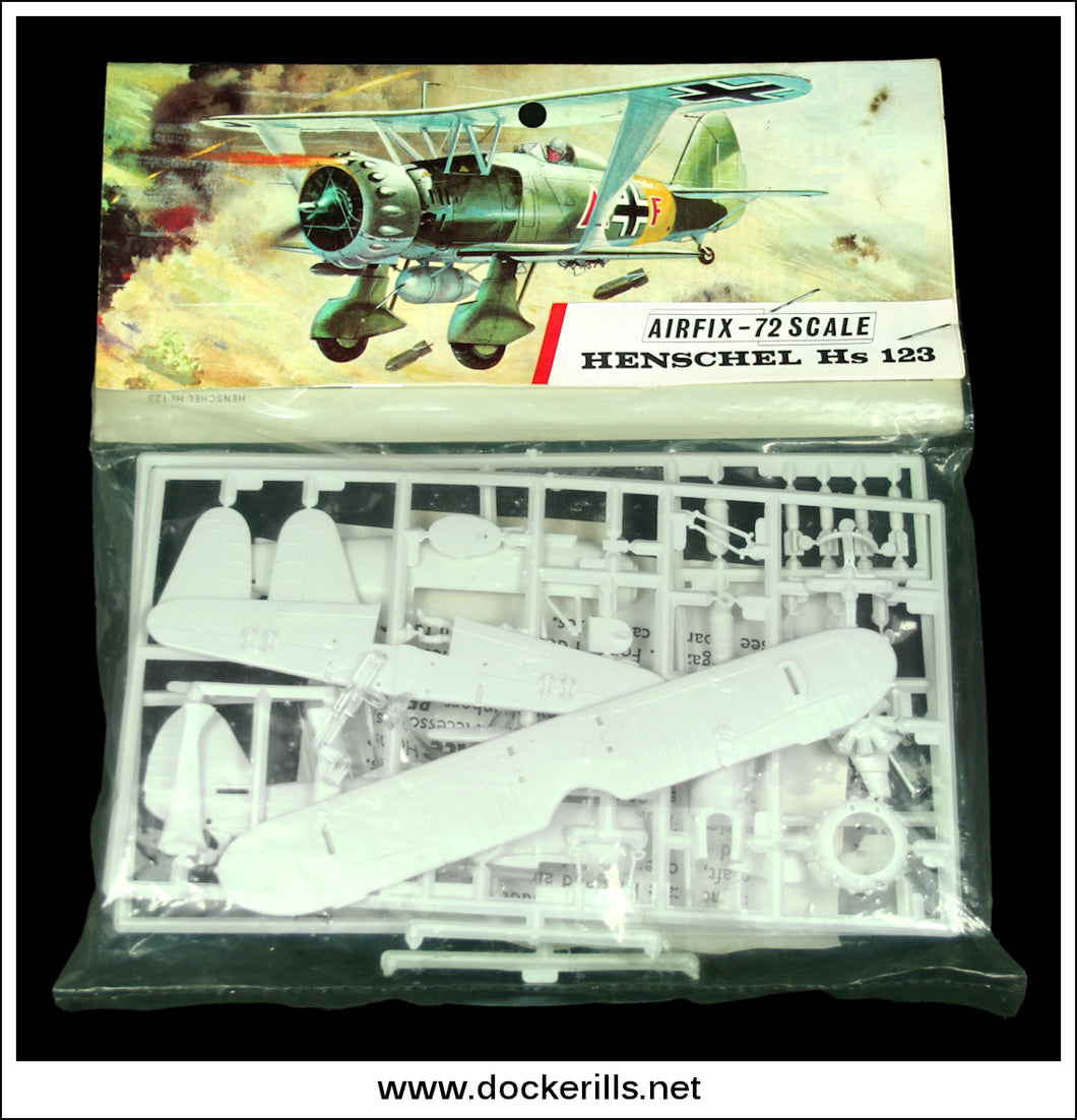 Airfix Henschel Hs 123 1:72 Scale Kit. Vintage Red Stripe Bag.