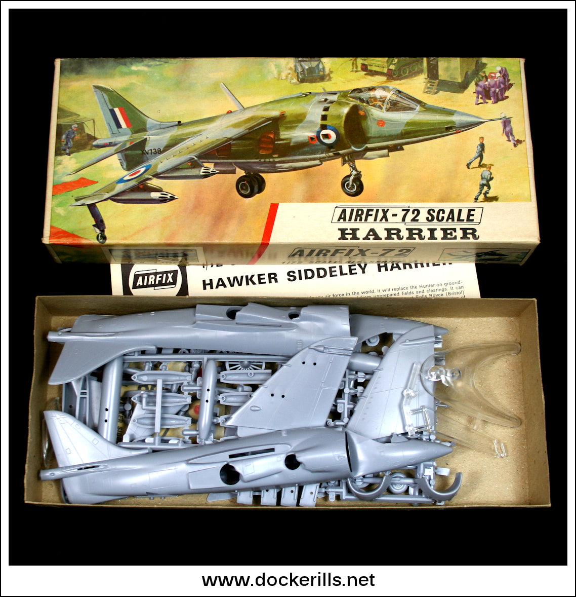 Airfix Hawker Siddeley Harrier 1:72 Scale Kit. Vintage Red Stripe