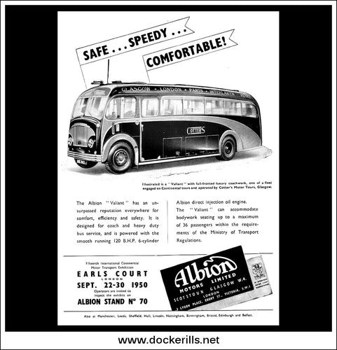 Albion Valiant Bus/Coach. Original Vintage Advert From August, 1950.