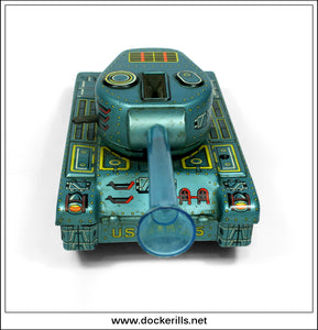 U.S.A. M-35 Tank. Vintage Tin Plate Friction Drive Toy, Alps/Mitomo, Japan.