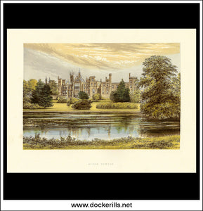 Alton Towers, Near Cheadle, Staffordshire, England. Antique Print, Chromoxylograph 1880.