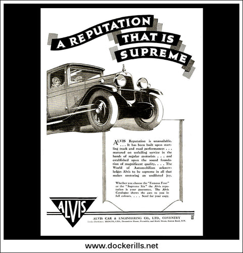 Alvis Cars. Original Vintage Advert From June 27th 1928.