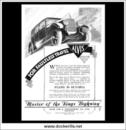 Alvis Cars. Original Vintage Advert From October 17th 1928.