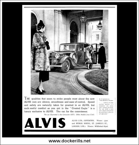 Alvis Limousine. Original Vintage Advert From March 3rd 1937.