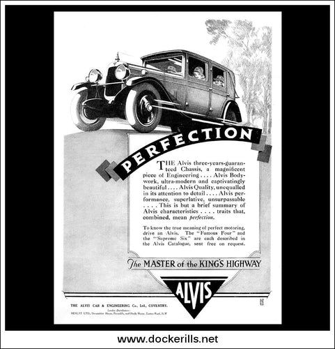 Alvis Cars. Original Vintage Advert From June 16th 1928.