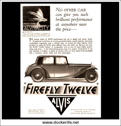 Alvis Firefly Twelve. Original Vintage Advert From May 1st 1934.