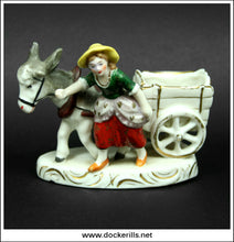 Pair Of Antique Fairings. Boy And Girl with Donkey Carts 2.