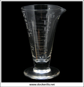Victorian / Antique Hand Blown & Engraved Graduated Glass Apothecary Measure.