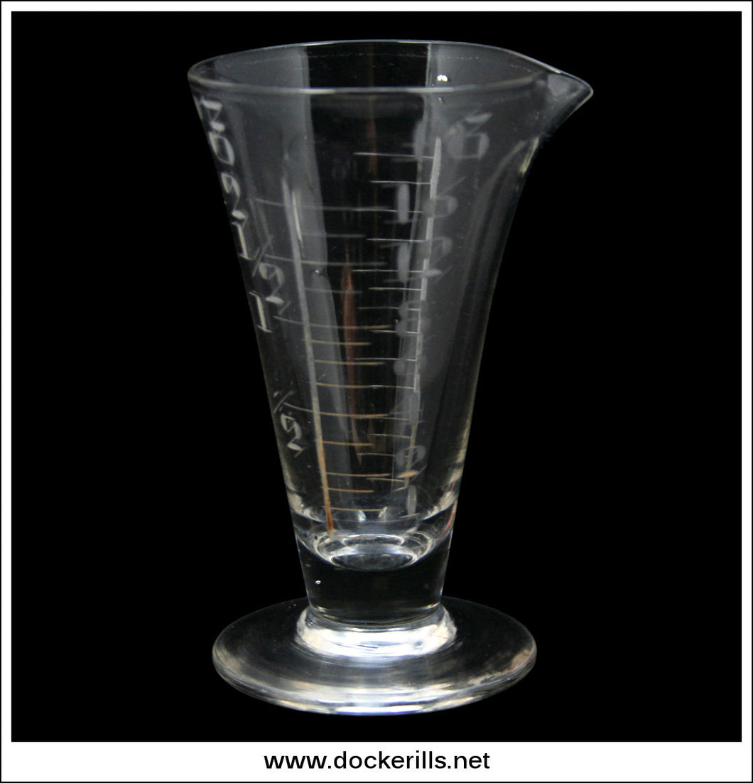 Victorian / Antique Hand Blown & Engraved Graduated Glass Apothecary Measure.