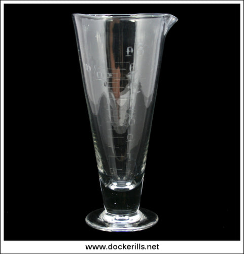 Victorian / Antique Hand Blown & Engraved Graduated Glass Apothecary Measure. - 7 1/2 Inches High.