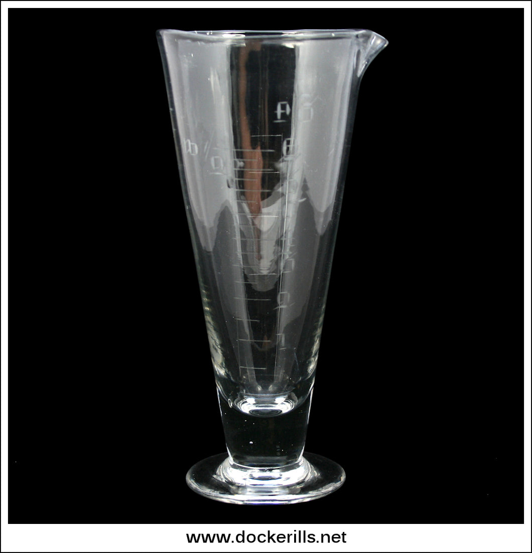 Victorian / Antique Hand Blown & Engraved Graduated Glass Apothecary Measure. - 7 1/2 Inches High.