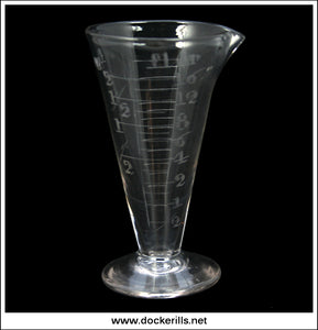 Victorian / Antique Hand Blown & Engraved Graduated Glass Apothecary Measure. - 4.50 Inches High