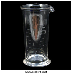 Victorian / Antique Hand Blown & Engraved Graduated Glass Apothecary Measure. - 4.00 Inches High.