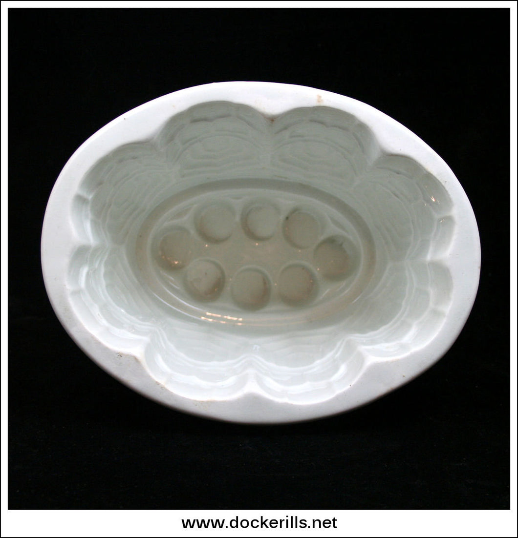 Antique Blancmange Mould. Three Pint Capacity. Oval 7.50 Inch Max. Dimension 1.