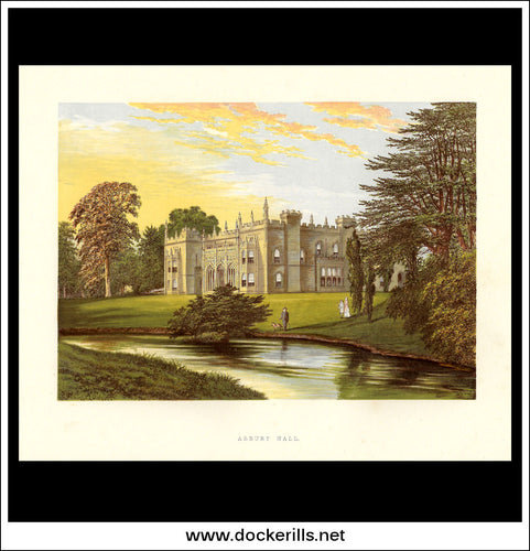 Arbury Hall, Near Nuneaton, Warwickshire, England. Antique Print, Chromoxylograph 1880.