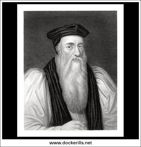 Archbishop Thomas Cranmer. Antique Print, Steel Engraving 1850.