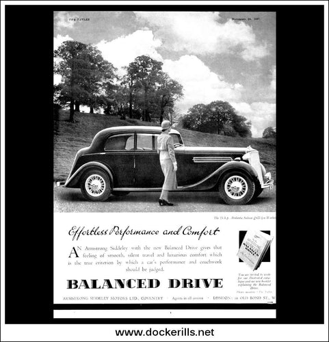 Armstrong Siddeley. 25 h.p. Atalanta Saloon. Original Vintage Advert From November 24th, 1937.