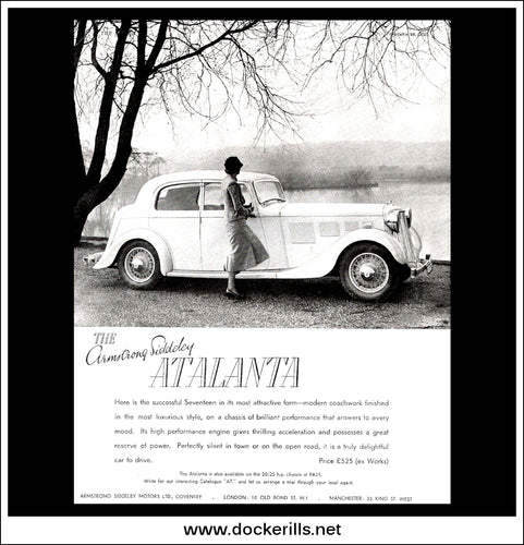 Armstrong Siddeley 17 h.p. Atalanta Saloon. Original Vintage Advert From February 24th, 1937.